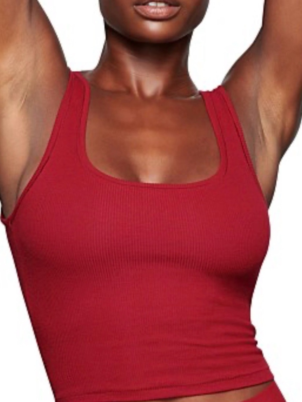 SKIMS Ribbed Square-Neck Tank Top in Red